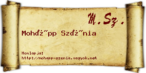 Mohápp Szénia névjegykártya